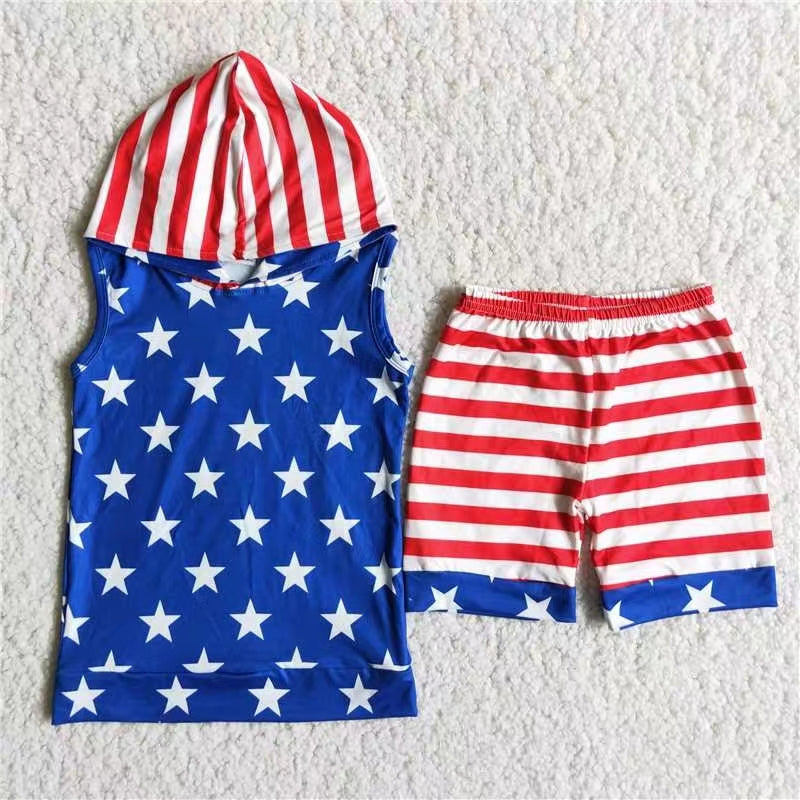 promotion D13-30 RTS cow farm print short sleeves hoodies shorts boy short sleeve shorts set 20230417 RTS
