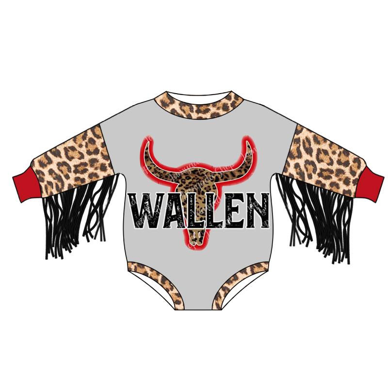 1102 preorder cow wall tassel baby bubble romper