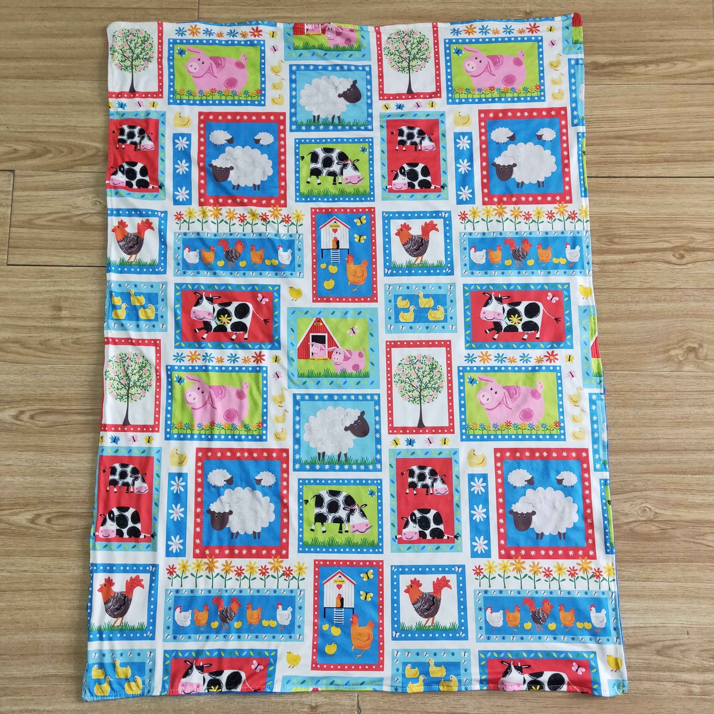 farm chicken sheep pig cow blanket