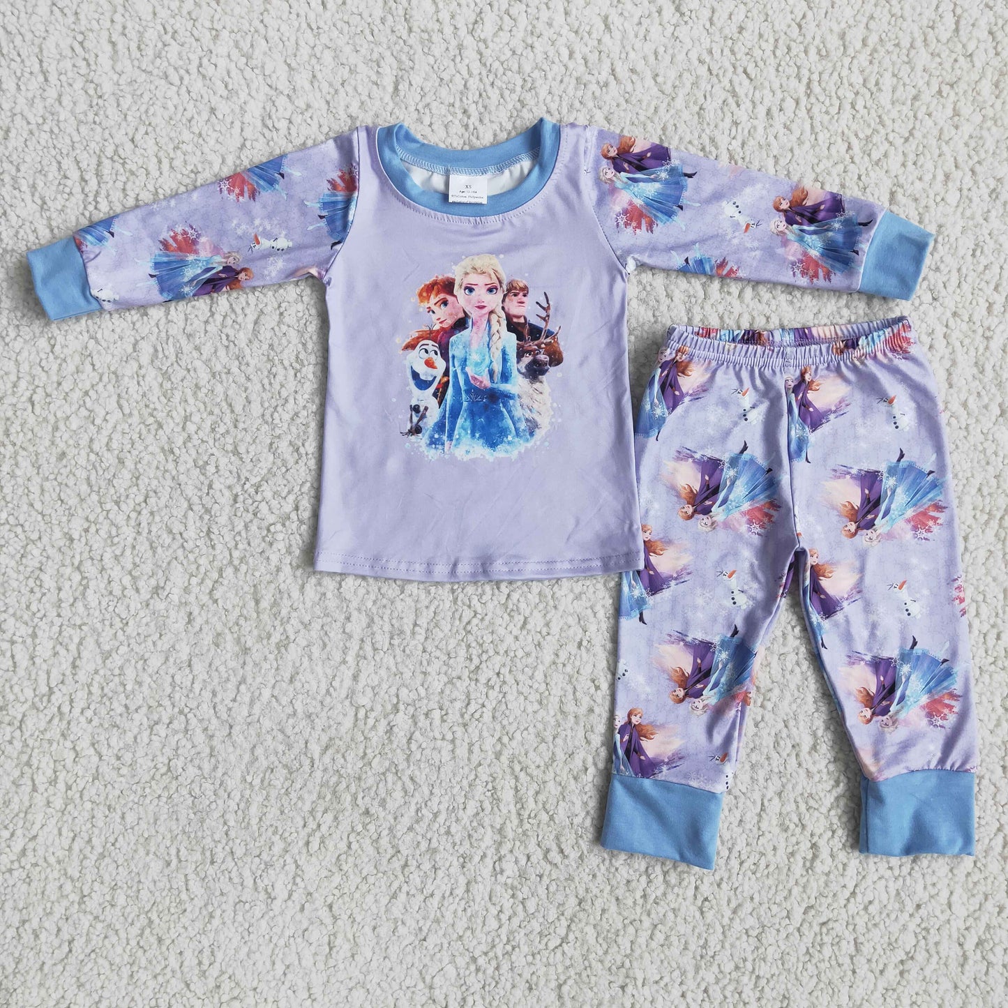 promotion RTS 6 A9-1 cartoon light purple long sleeve girl princess pajamas outfit