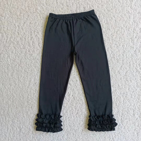 black ruffles long pants