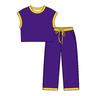 GSPO2353 PURPLE YELLOW LSU girl Pants outfit Set 202608 PREORDER