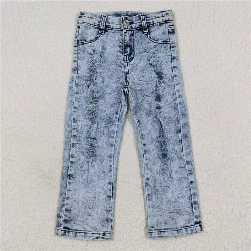 P0244 western blue ripped jeans boy kids denim jeans bell pants RTS 2024