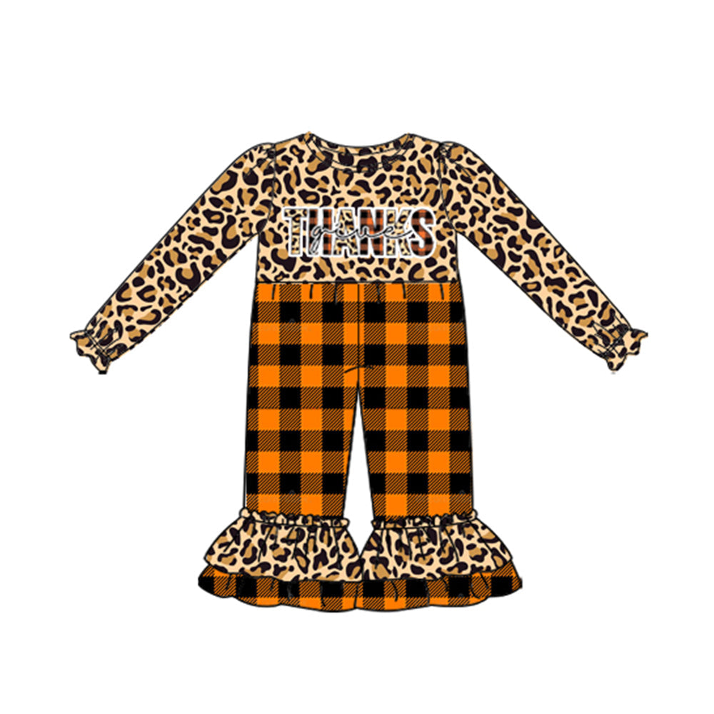 LR0329 thanks giving girl leopard romper long sleeves 20230512 preorder