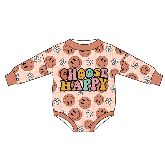 preorder flower smile face long sleeve children girl boy romper 20230602