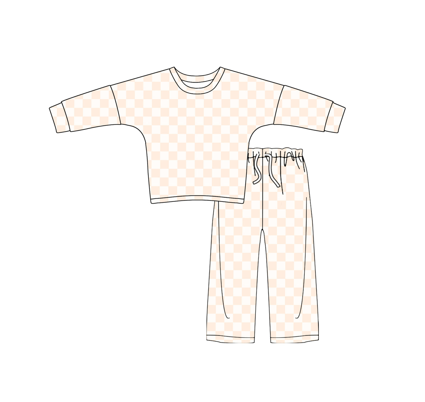 GLP2296 checlerboard white light orange girl outfit pajamas 202412 sibling set preorder