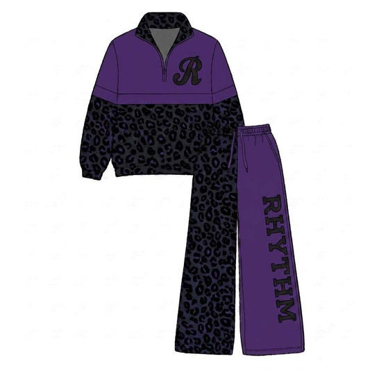 Custom MOQ5 AMBER Women Adult PURPLE BLACK leopord team zip long sleeves Girl winter clothes