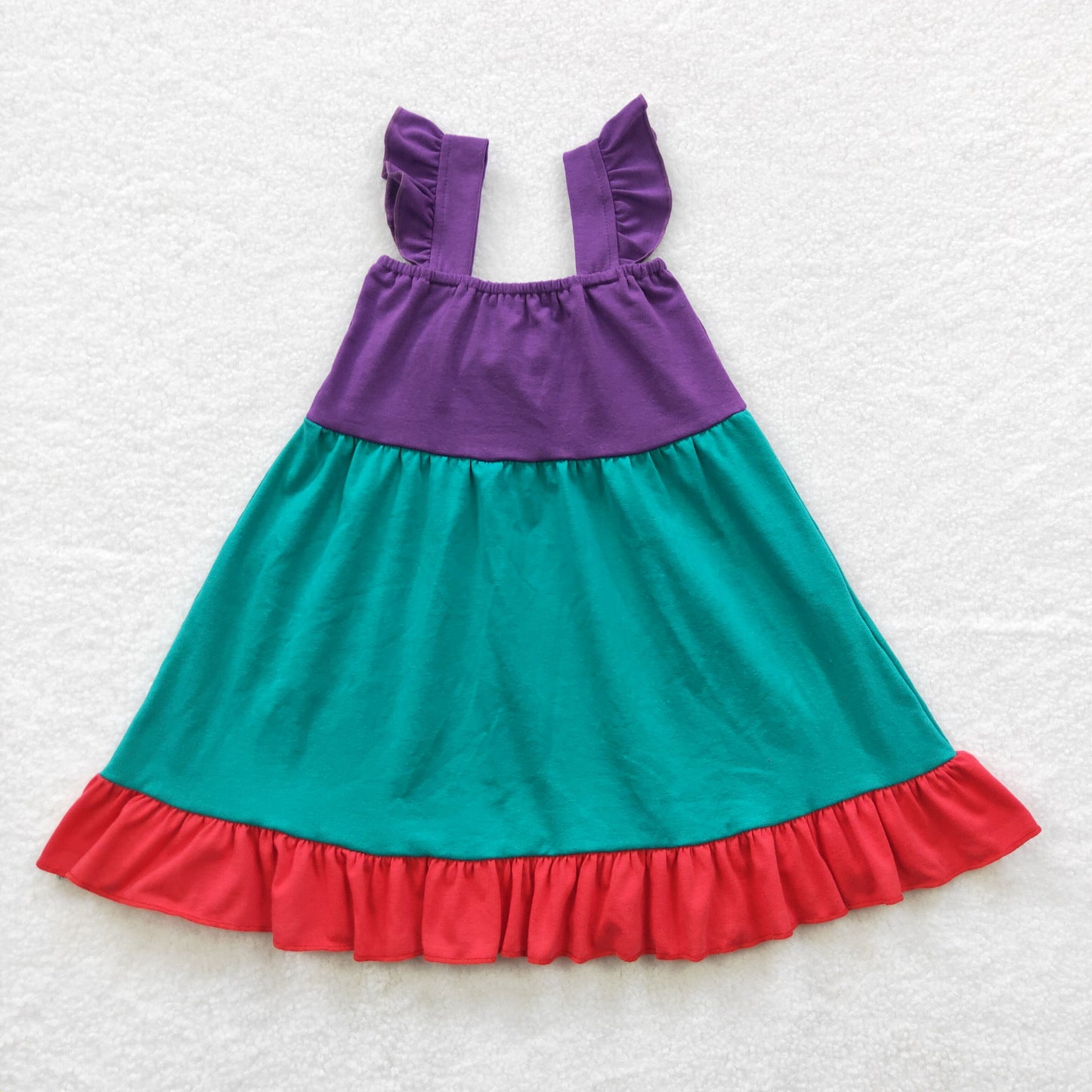 GSD0345 tulle puffy cotton short sleeve princess red bow girl dress 20230509 RTS