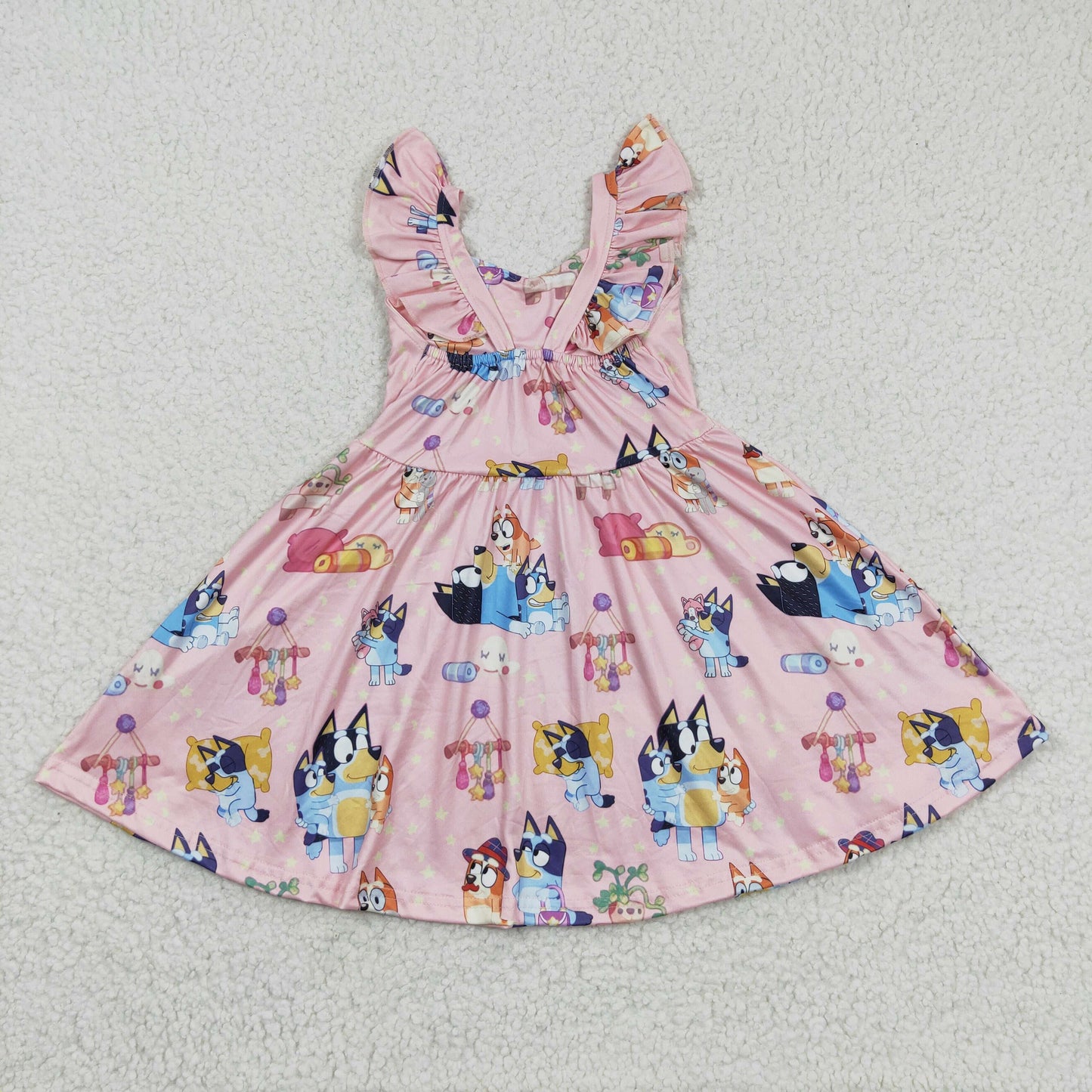 GSD0422 short sleeve children cartoon bluey dog girl dress RTS 20230624