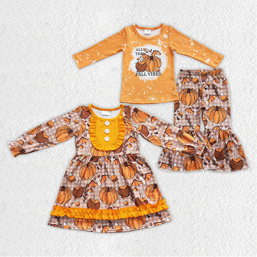 GLP0702 western Halloween pumpkin long sleeve kids girl outfit  20230902 RTS