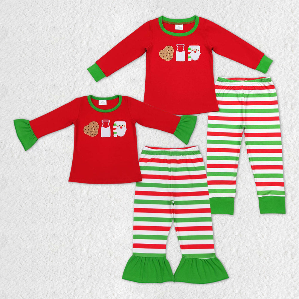 GLP0726 Christmas santa cookie long sleeve girl pajamas outfit RTS 20231011