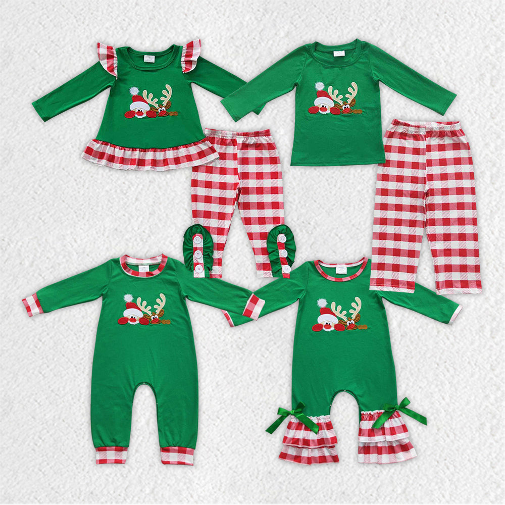 GLP0507 christmas embroidery deer long sleeve children boy girl outfit RTS 20230821 RTS