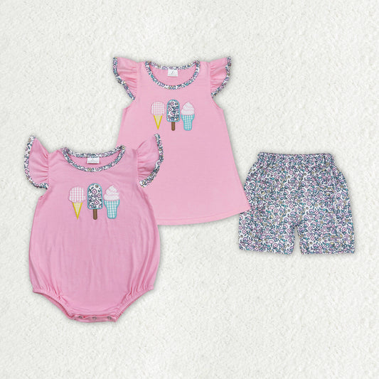 SR1598 embroidery ice pop girl romper 202406 RTS
