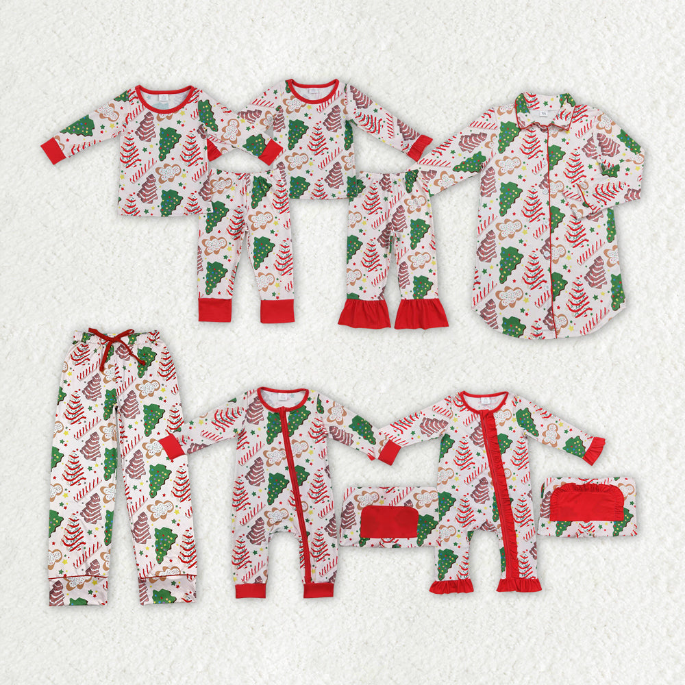 P0506 adult gingerbread cake Christmas tree long pajamas pants 202406 RTS sibling