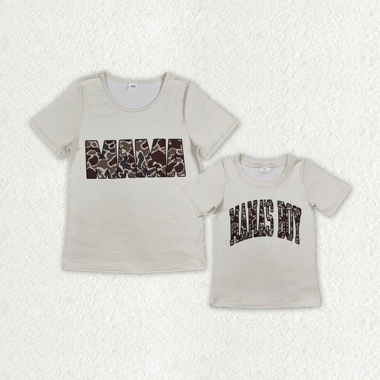 BT0792 camo kids mama's boy mama and me boy shirts top 202407 sibling