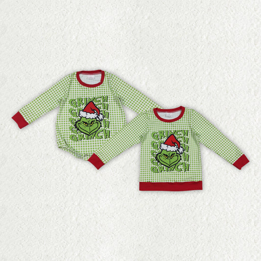 LR2555  Christmas Grinch boy summer romper 202509 RTS