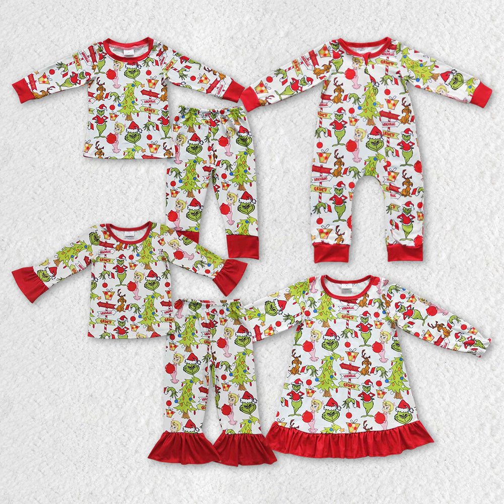 BLP0256 RTS Christmas grin cartoon long sleeve pants boy pajamas outfit 20230810