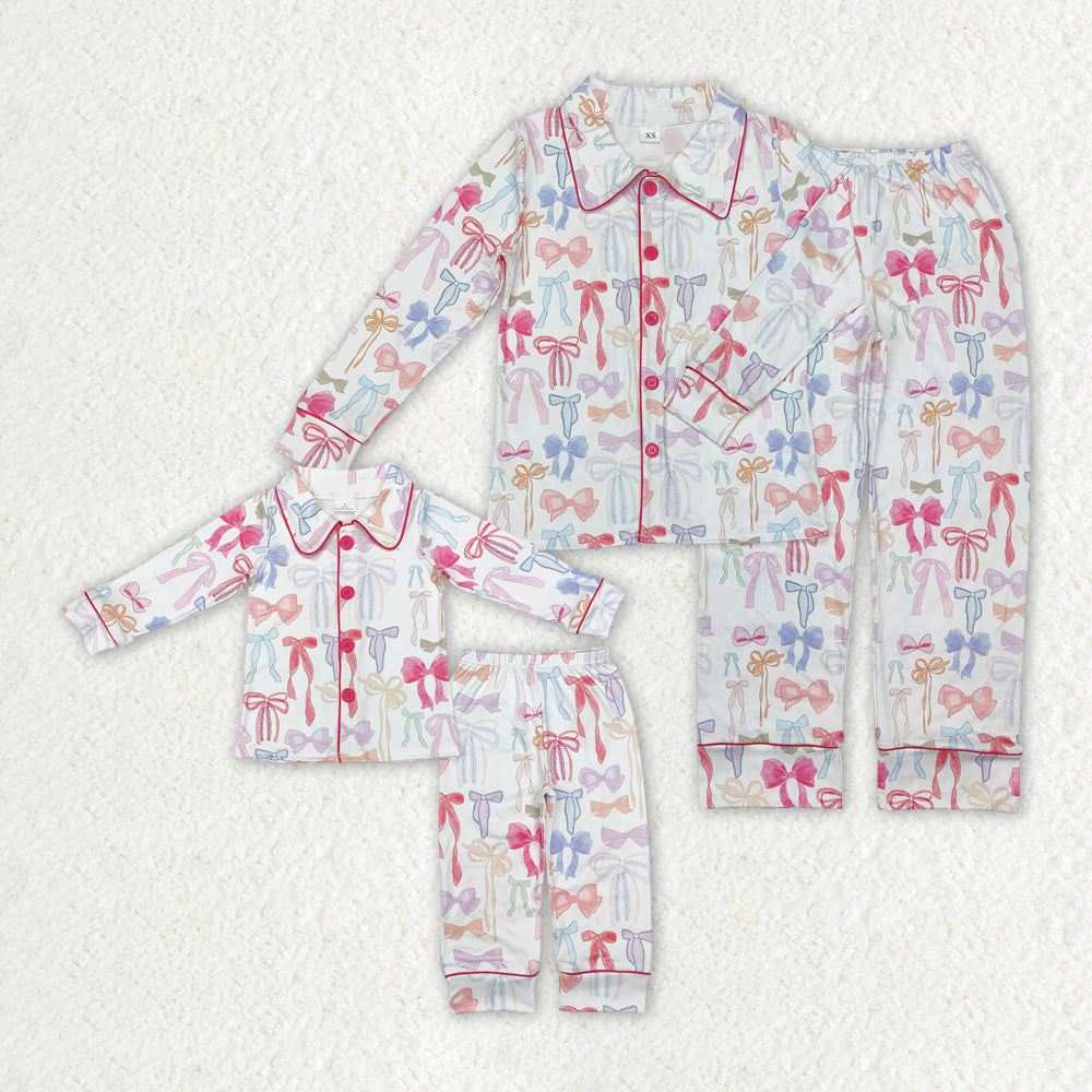 GLP2076 bow valentine girl pajamas outfit 202412 RTS Sibling