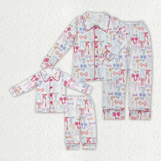 GLP2076 bow  girl pajamas outfit 202412 RTS Sibling