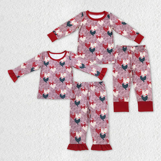 BLP0374 chicken long sleeve boy pajamas outfit 20231111 RTS