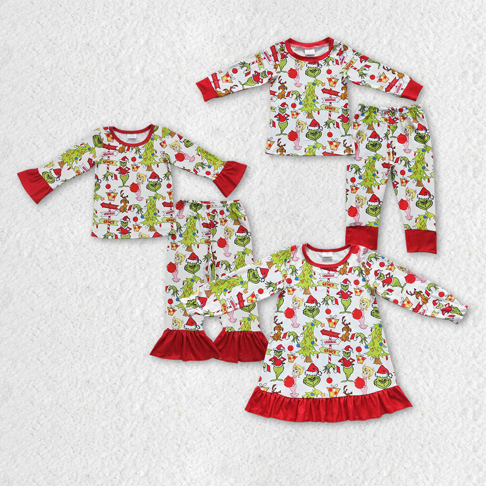 GLP0619 preorder Christmas grin cartoon long sleeve pants girl outfit 20230728