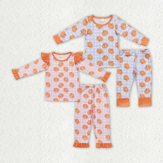 GLP1362 BAMBOO pumpkin Halloween pajamas girl ruffle outfit  202408 rts