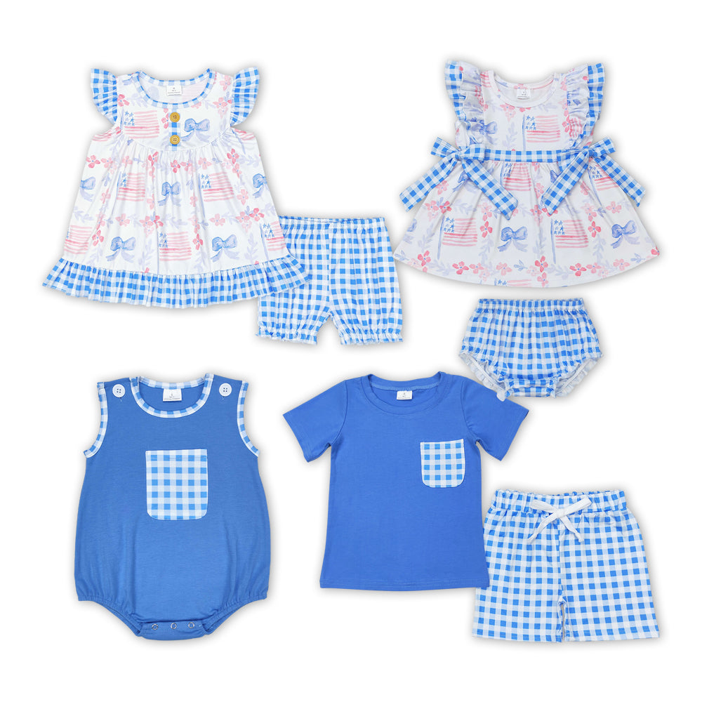 Blue Sibling  GSSO1139 bow girl  shorts outfit 202406 RTS