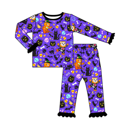 CUSTOM moq5 bear halloween  girl pajamas set 202508 sibling