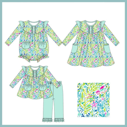 flower sea grass green sibling GLP1494 girl outfit  202407 preorder