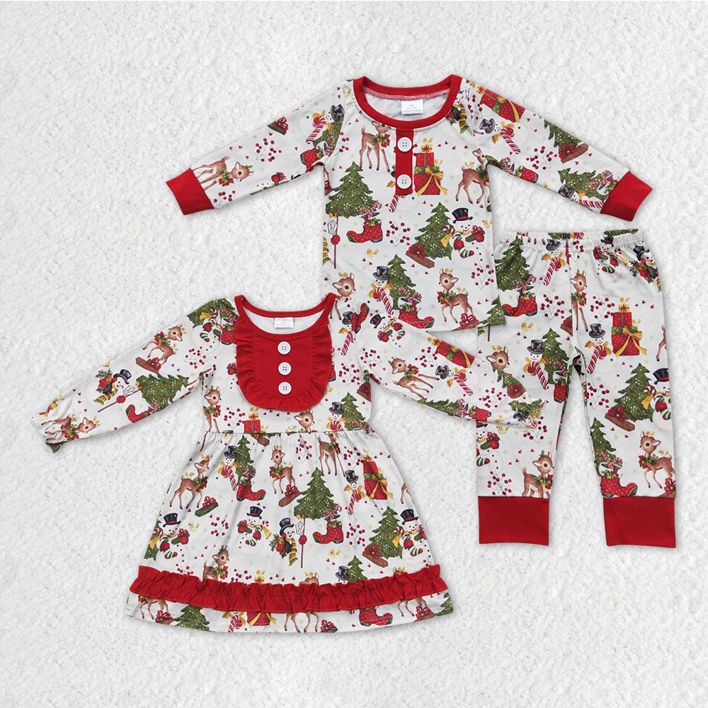 GLD0292 long sleeve Christmas snow man cartoon girl dress RTS 20231025