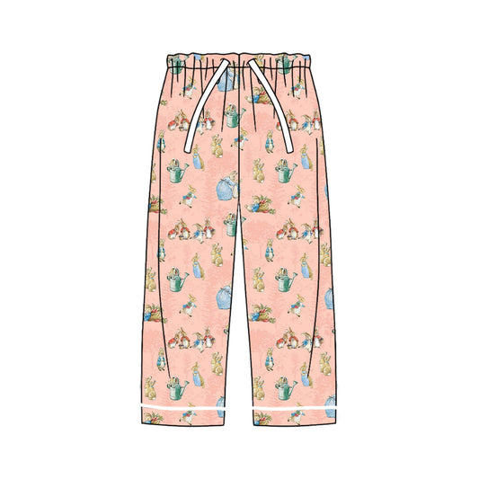 Preorder (moq 5) Women Clothes Easter Vintage Rabbit Garden Print Long Casual Pants