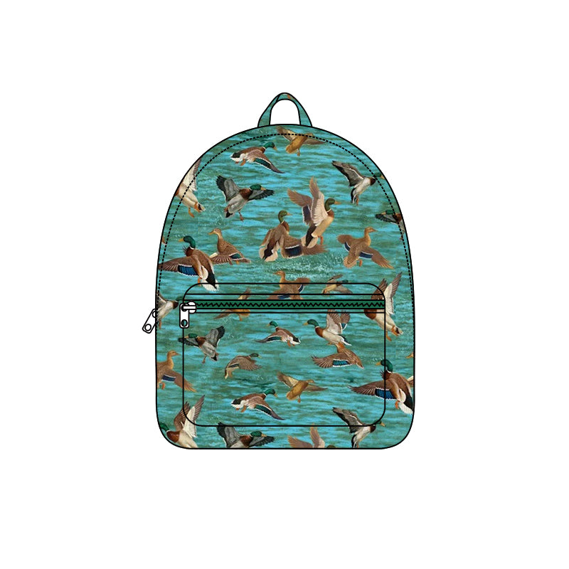 Preorder (moq 5) Kids Backpack Realistic Flying Mallard Duck Water Print Children School Daypack