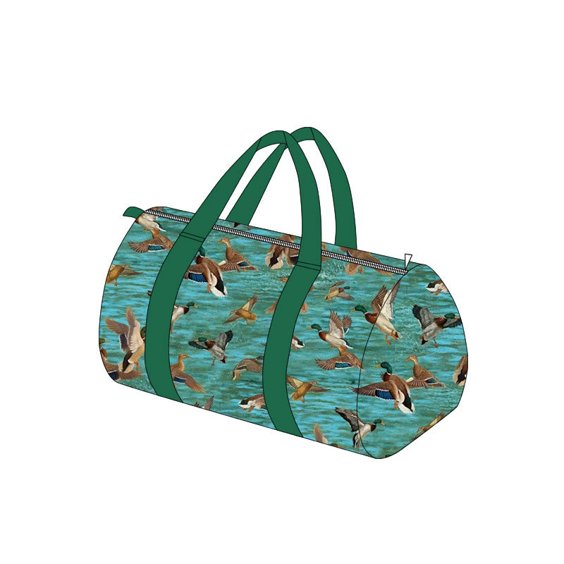 Preorder (moq 5) Kids Duffle Bag Realistic Flying Mallard Duck Water Print Overnight Gym Bag