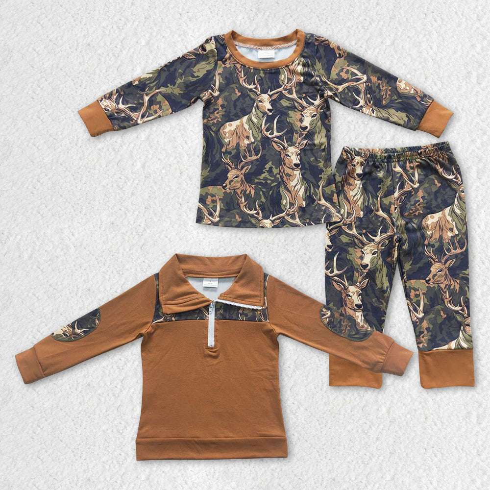 BT0305 RTS green deer long sleeve girl boy pullover zipper top 20230920 RTS