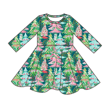 MOQ5 Custom Christmas tree twirl girl dress