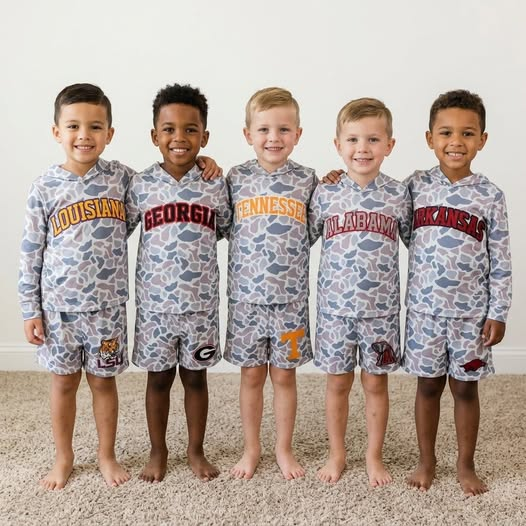 RTS BLS0042 Tenessee Kids Camo Print Hoodie Top Shorts Outfit Set 202609