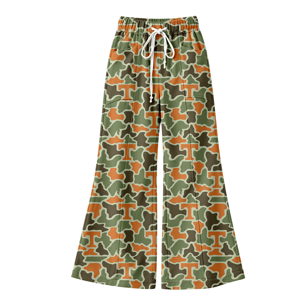 Preorder (moq 5) Baby Girl Clothes Tennessee Camo Allover Print Flare Wide Leg Pants