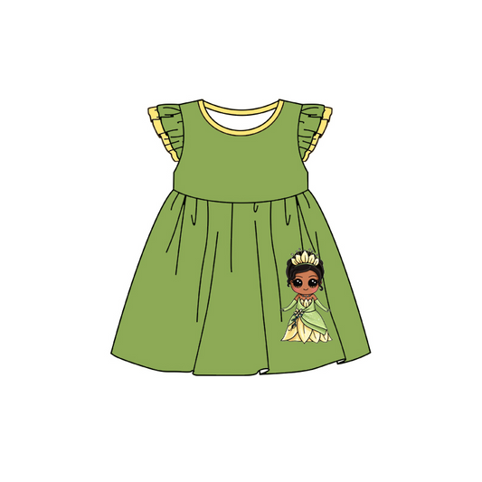 GSD11  green princess short sleeves girl dress preorder 202404