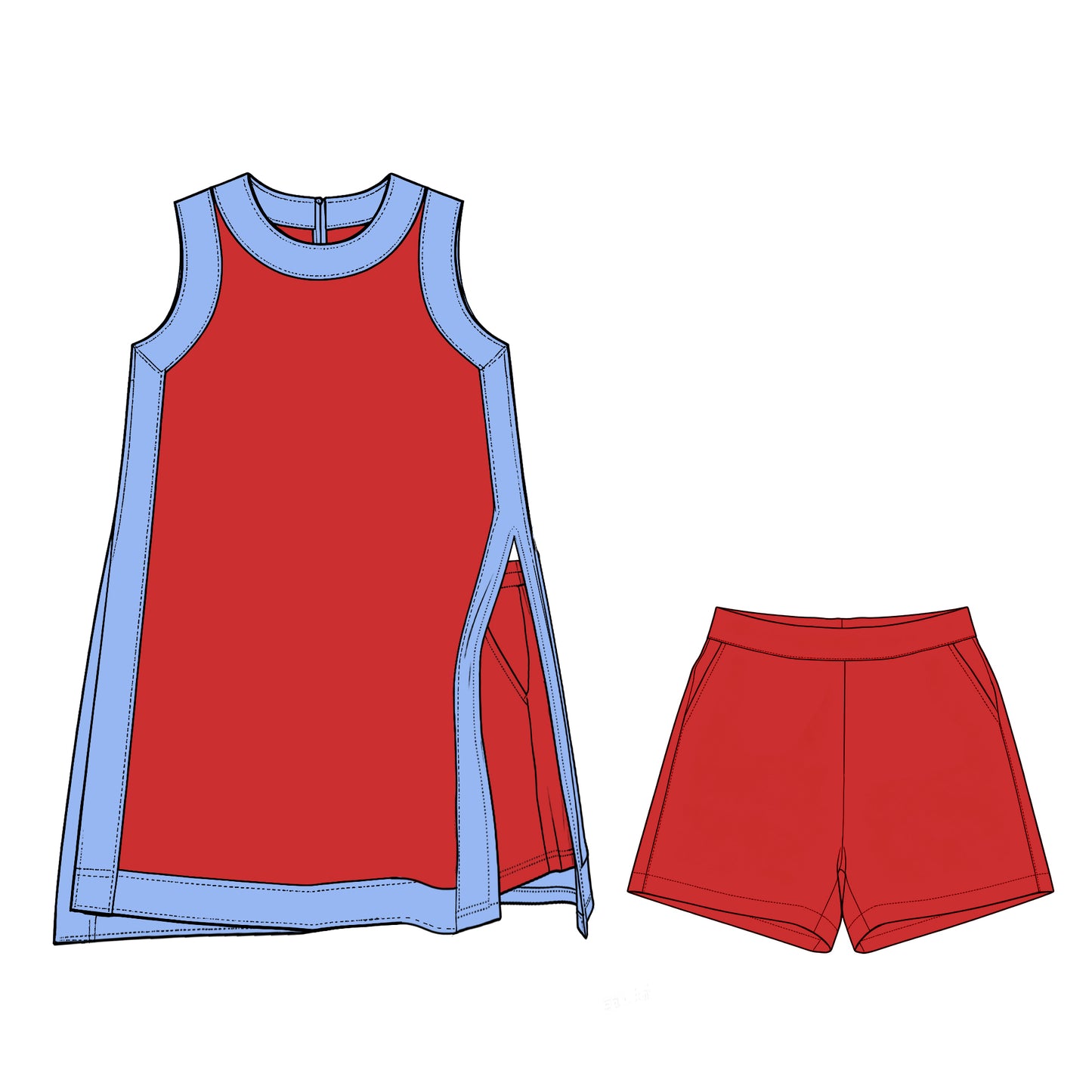 Custom MOQ5 Women adult Purple Yellow Trim Tank & Shorts Set – Sleeveless Active Summer Two Piece Outfit