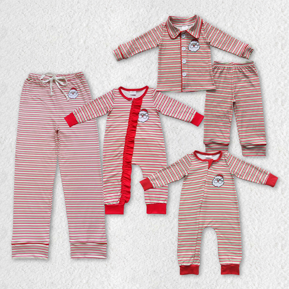 GLP0550 pink stripe Christmas santa long sleeve pajamas girl outfits 20230807 RTS