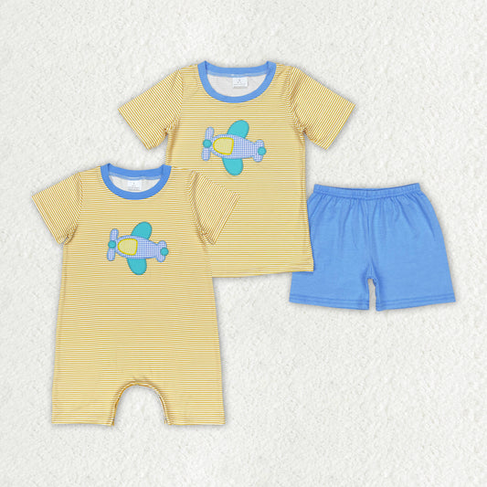 BSSO0724  Embroidery plane boy shorts outfit 202406 rts