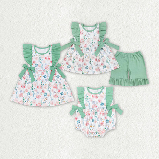 SR1421 pflower girl romper 202406 RTS SIBLING