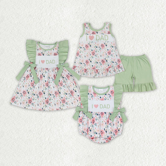 GSSO1178  love dad flower girl summer outfit 202405 RTS sibling