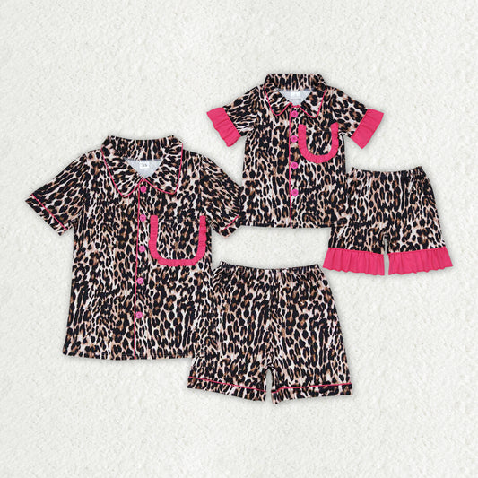 GSSO1122 adult and kids Women leopard summer pajamas    202406 RTS sibling