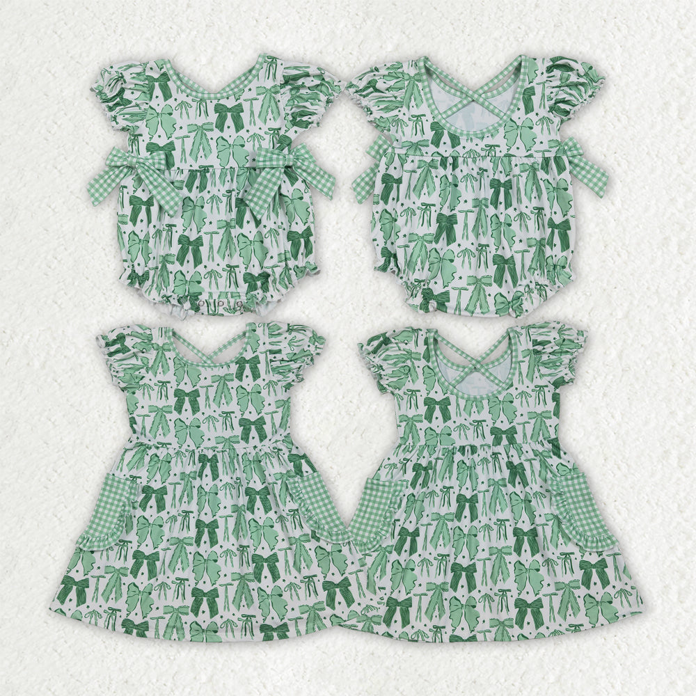 SR3305  bow green girl camo romper 202512 RTS