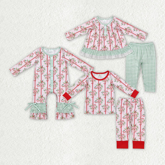 BAMBOO GLP1476 bow Christmas girl pajamas outfit preorder 202408 SIBLING