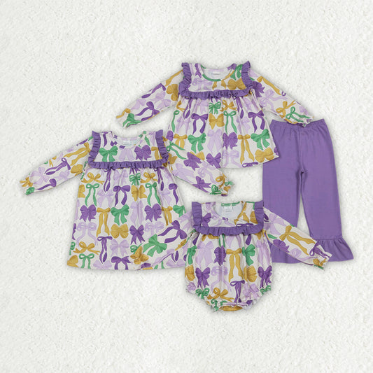 GLP2822-XS-3XL Mardi Gras bow pajamas girl outfit 202509 RTS
