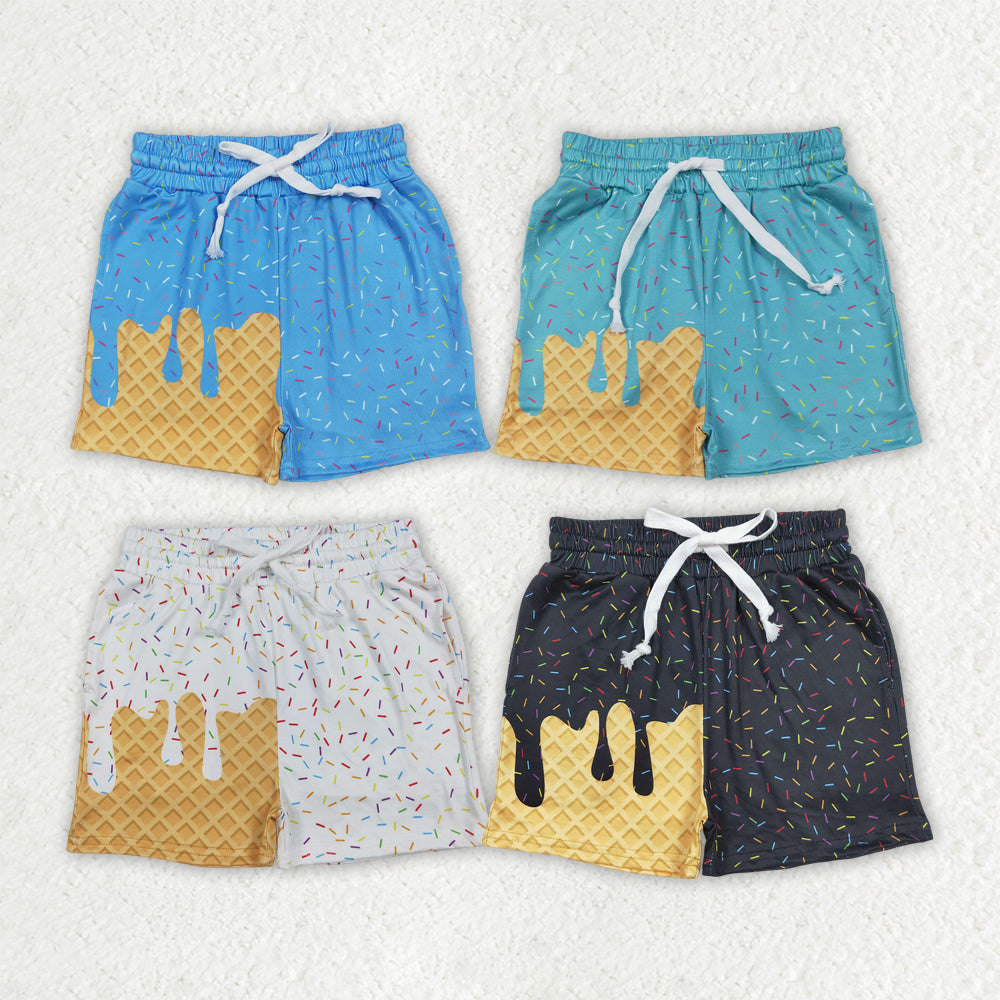 SS0624 black boy splatter ice cream drip shorts 202507 RTS