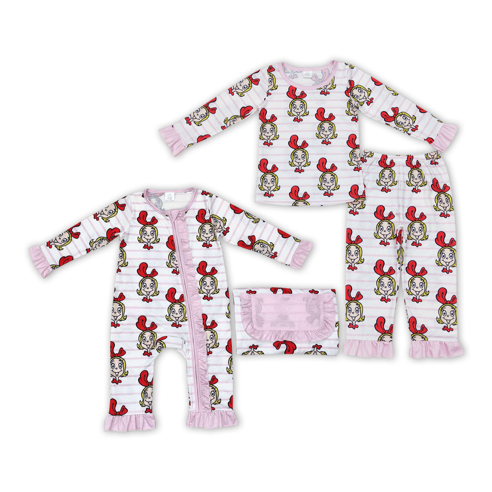 GLP1193 Bamboo Cindy Lou cartoon pajamas girl outfit 202406 RTS Sibling