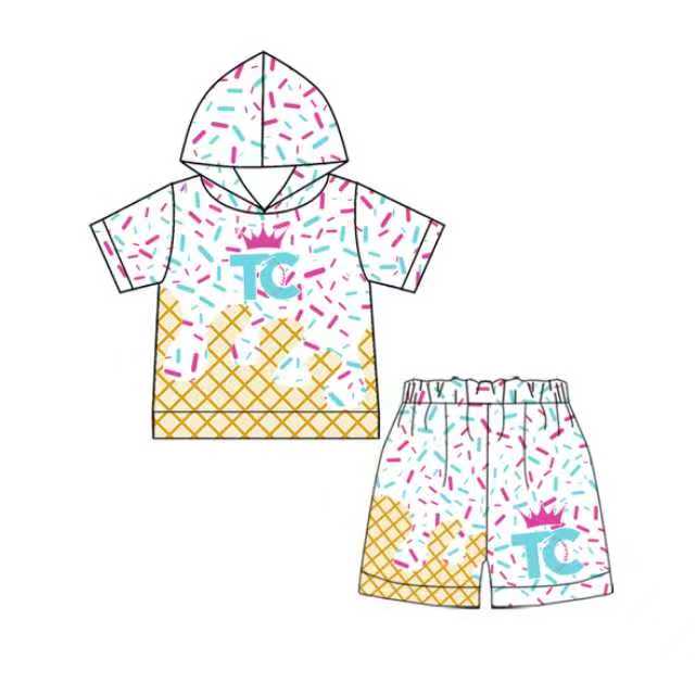 MOQ5  TC  Custom hoodie splatter ice cream drip shorts 202601